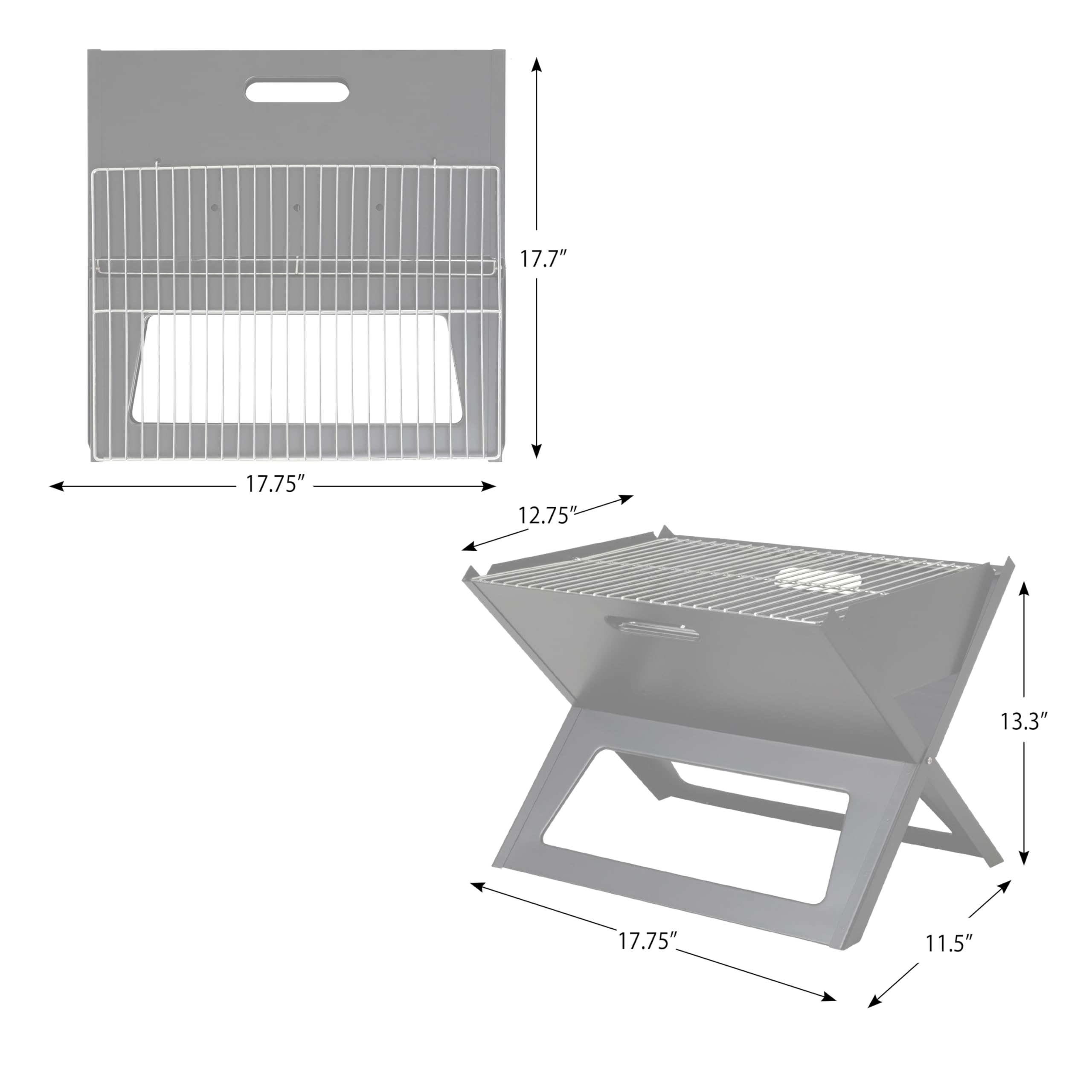 Fire Sense 60508 Notebook BBQ Grill 3.5mm Cooking Bars Instant Foldable & Easy Portability For Outdoor Barbecues Camping Traveling Picnics Garden Beach Party - Black