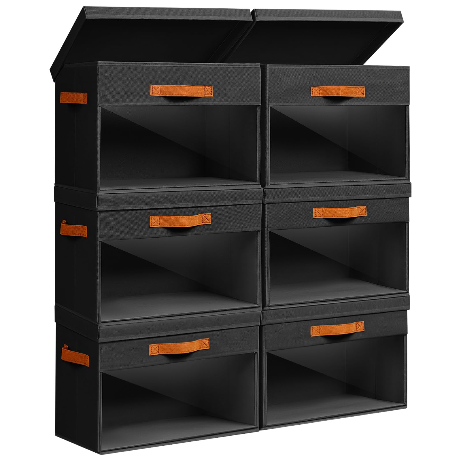 Homsorout Large Storage Bins with Lids - 4 Pack Foldable Decorative Organizers with Clear Windows & Handles, Cube Storage Organizers for Clothes, Blankets, Sweaters, Sheets, Beige