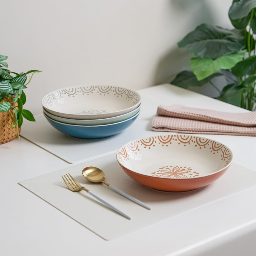 Sango Siterra Painter's Palette 16-Piece Stoneware Dinnerware Set - Service for 4, Ceramic Plates and Bowls Sets, Chip Resistant, Rustic Dishware, Microwave & Dishwasher Safe Kitchen Dishes