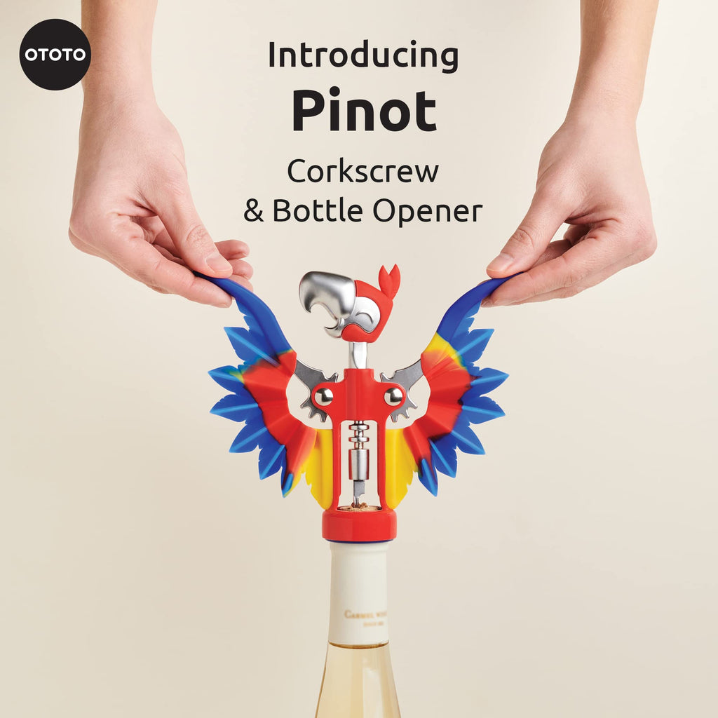 OTOTO Vino Spooky Bat 2-in-1 Wine & Beer Opener, Corkscrew & Bottle Opener - Goth Wine Accessories & Gifts for Wine Lovers