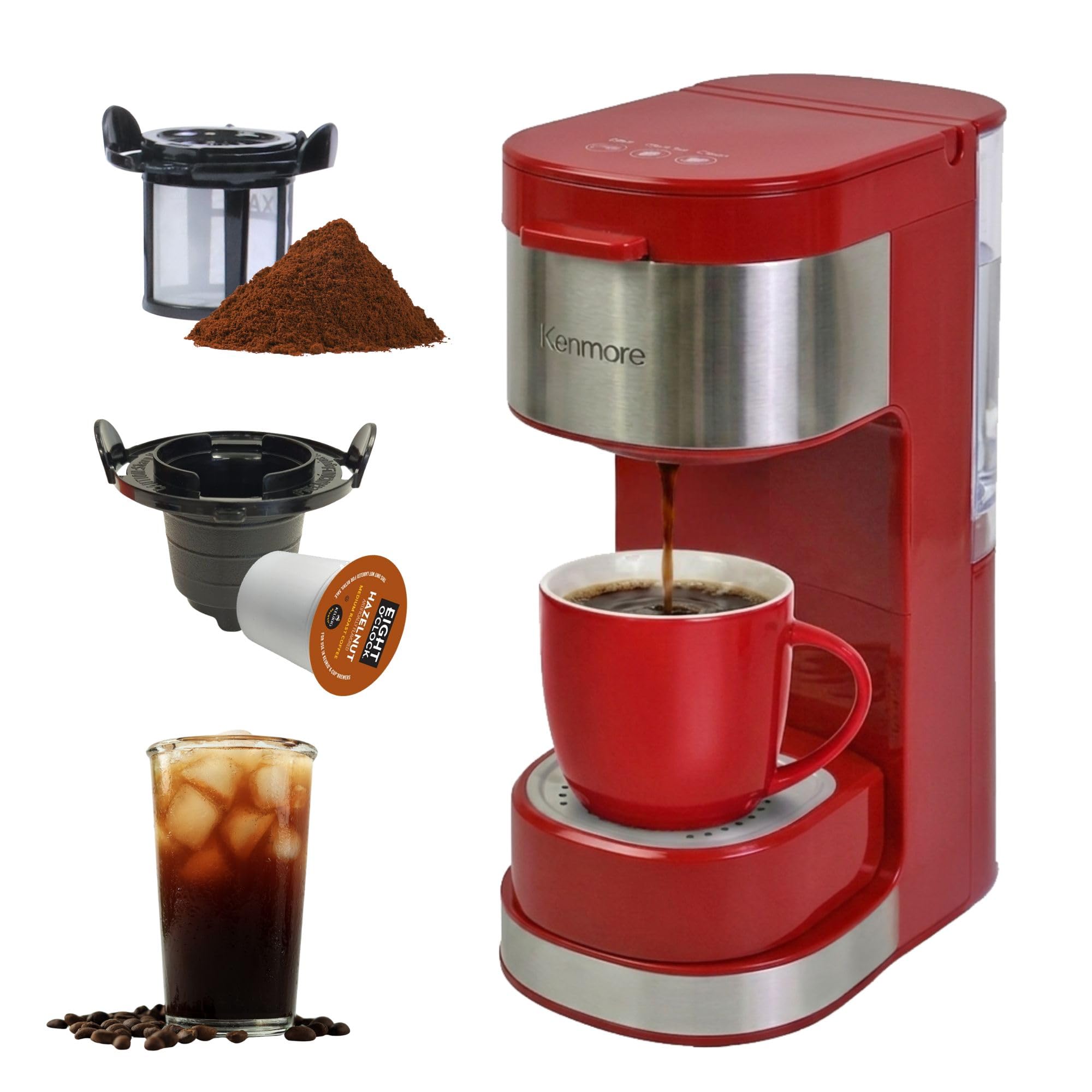 Kenmore Drip Coffee Maker - Programmable Cafe Machine With Glass Pot, Regular & Bold Brew, Auto Shut Off Large Water Reservoir, Reusable Filter, Kitchen Appliances For Cafeteria Barista, 12 Cup Black
