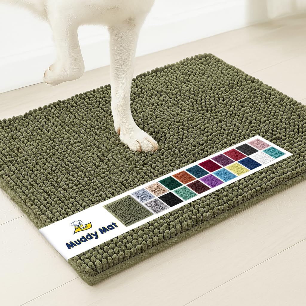 Muddy Mat® | Super Absorbent Door Mat Indoor, Microfiber Quick Dry Chenille Entryway Rug, Non-Slip Front Door Mat, Indoor Mats for Entryway, Machine Washable Pet Rug, Grey 30"x19"