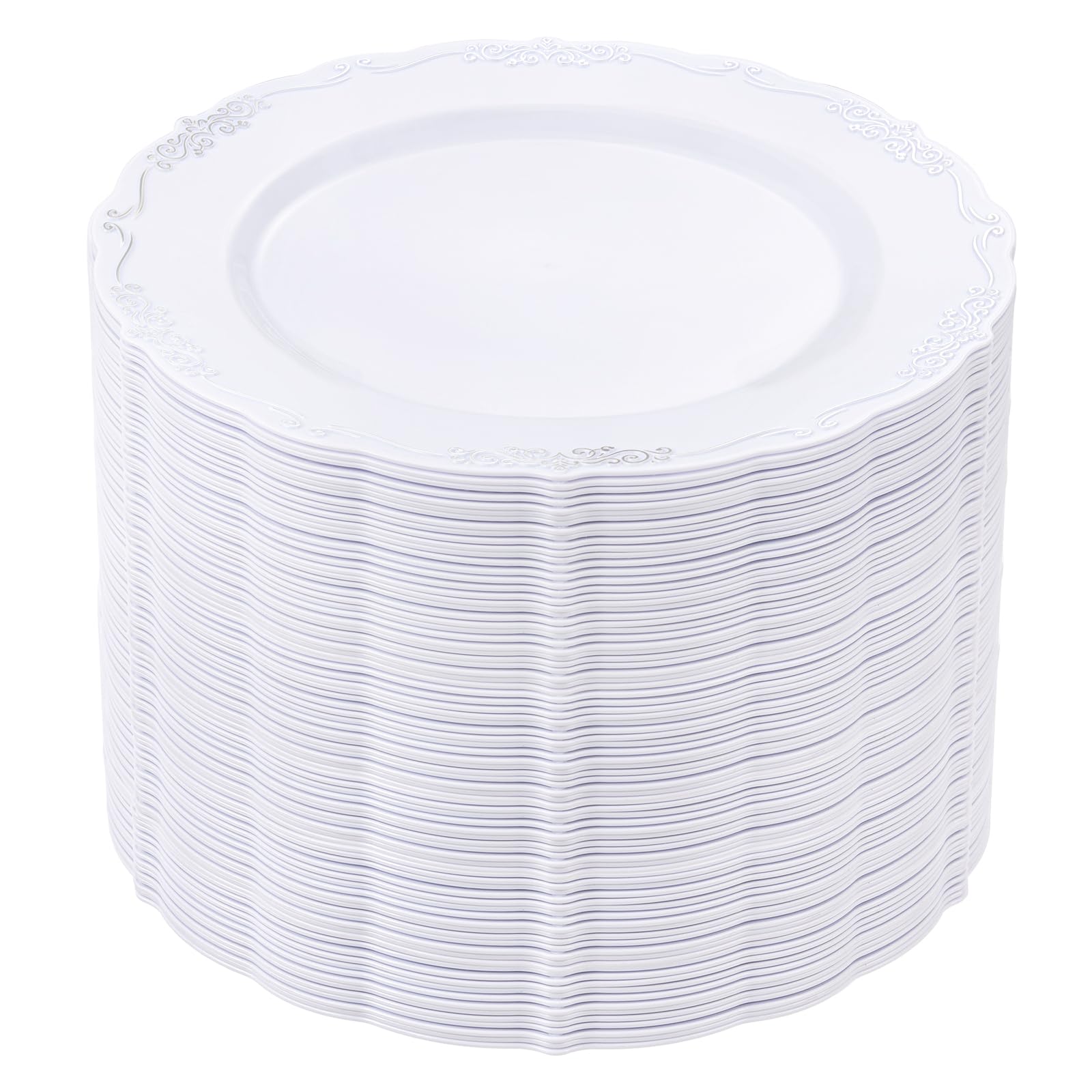 DaYammi 60PCS White Plastic Plates, Heavy Duty White Disposable Plates Premium 10inch Dinner Plates Hard Plastic Plates Disposable for Party Wedding Bridal Shower