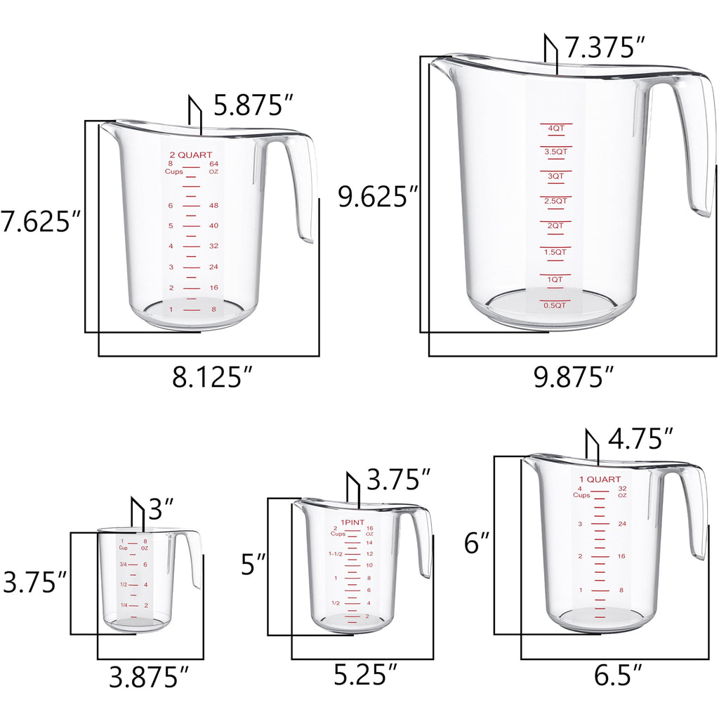 DaYammi Measuring Cups 3-Piece, Unbreakable Food-Grade Plastic Measuring Cup for Dishwasher, 1/2/4-Cup Nesting Liquid Measuring Cups for Prepping, Baking, Cooking, Readable Markings, Clear