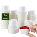Vplus 500 Pack 2 OZ Disposable Souffle Cups, 100% Compostable Portion Cups, Made From Bagasse Fibe, Perfect For Dips, Food Sample, Jams, Honey, Sauces, Nuts