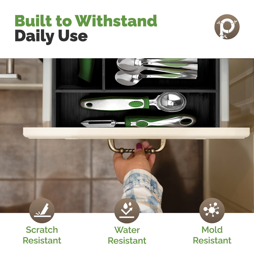 Silverware Organizer - Expandable Kitchen Drawer Organizer - Adjustable Kitchen Drawer Organizer for Utensils, Expandable to 22 Inches Wide, 10 Compartments, Silverware Tray for Drawer