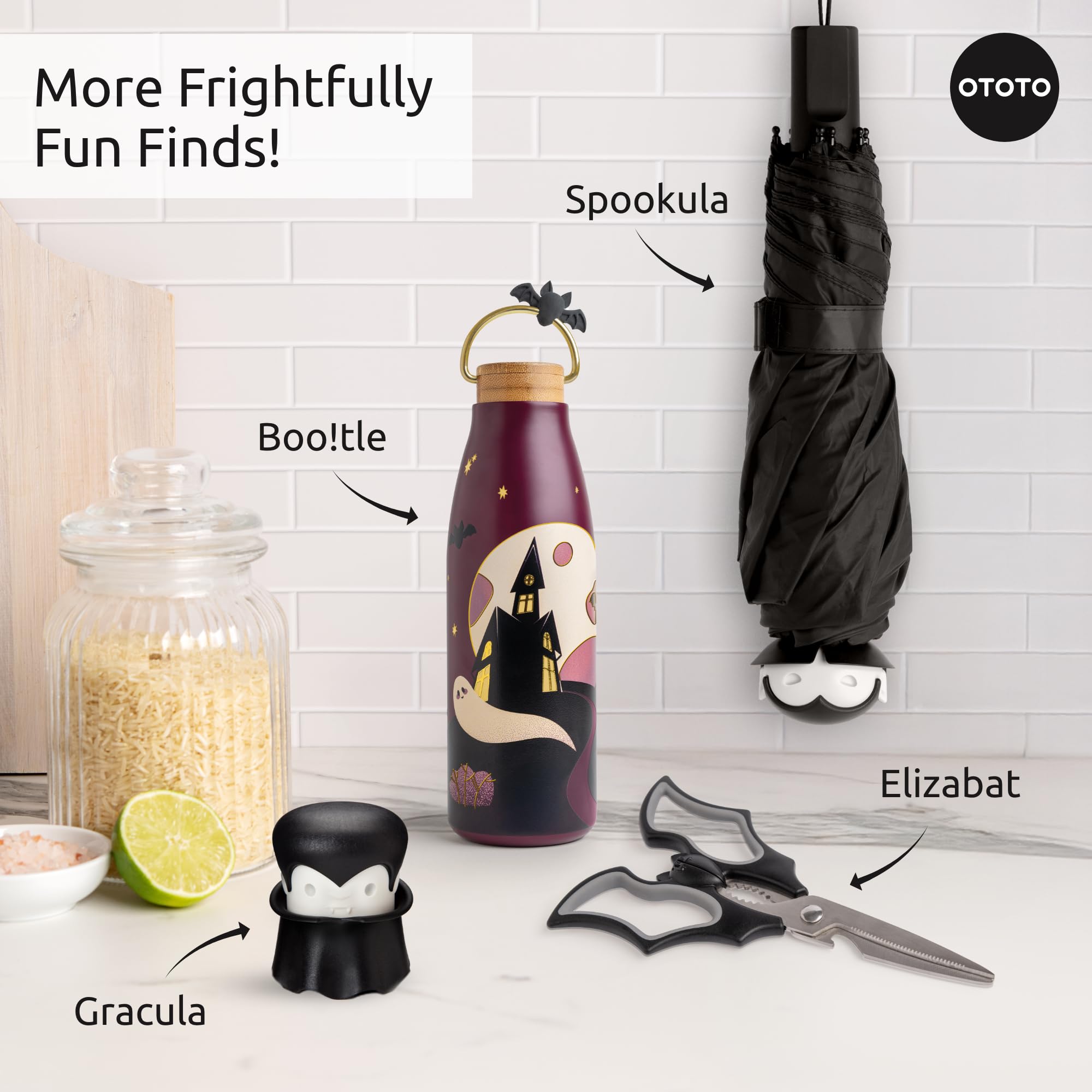 OTOTO Spooky Bootle - Halloween, Halloween Tumbler, Accessories, Insulated Water Bottle, Stainless Steel, Cute Water Bottle, Leak Proof Water Bottles, Spooky, Witchy, Goth Gifts, 18oz.
