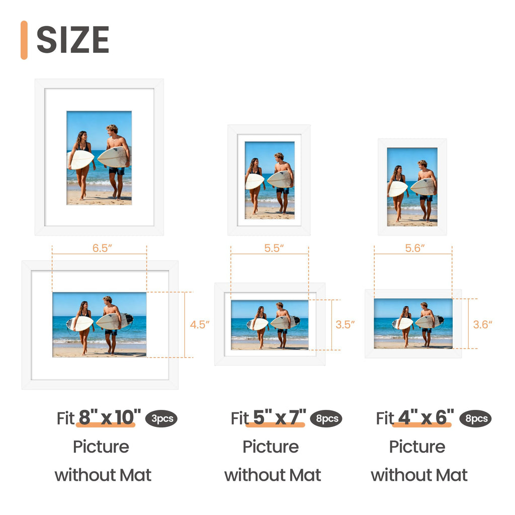 upsimples 19 Pack Picture Frames Collage Wall Decor for Mounting or Tabletop Display, Photo Gallery Frame Set for Family, Multi Sizes Including 8x10, 5x7, 4x6, Black