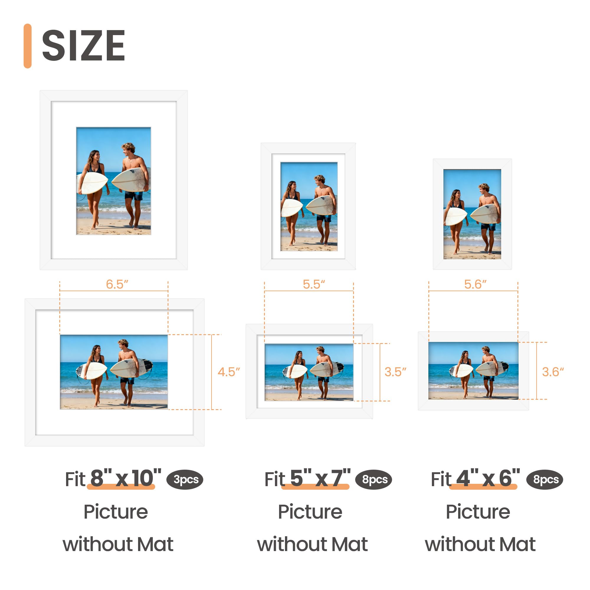 upsimples 19 Pack Picture Frames Collage Wall Decor for Mounting or Tabletop Display, Photo Gallery Frame Set for Family, Multi Sizes Including 8x10, 5x7, 4x6, Black