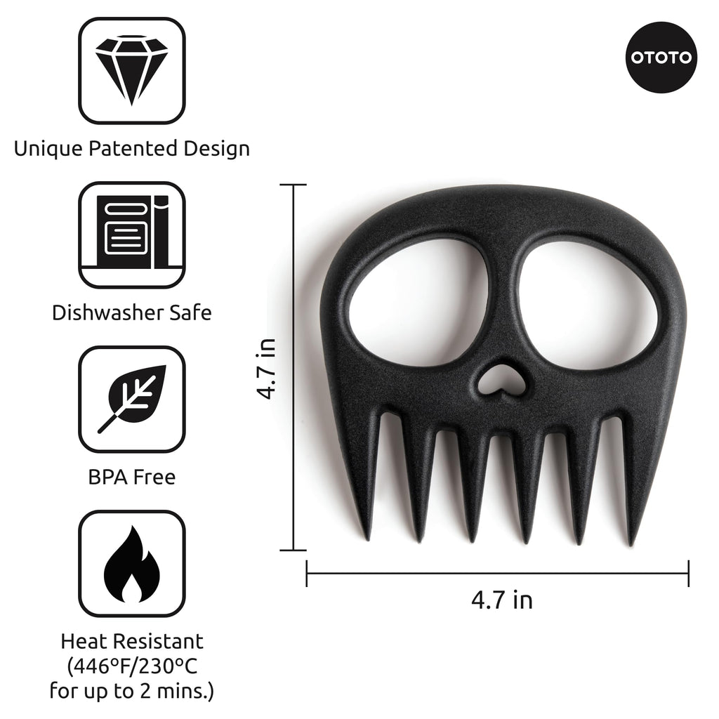 OTOTO New Meat Muncher Meat Claws - Meat Shredder Claws, BBQ Accessories, Grilling Gifts for Men, Halloween Goth Accessories, Spooky Skull Shredder for Goth Kitchen, Heat Resistant Claws (Black)