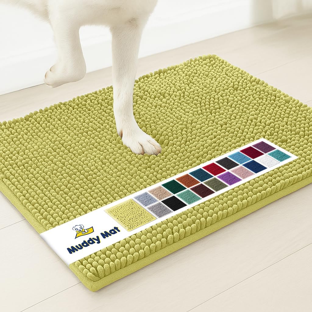Muddy Mat® | Super Absorbent Door Mat Indoor, Microfiber Quick Dry Chenille Entryway Rug, Non-Slip Front Door Mat, Indoor Mats for Entryway, Machine Washable Pet Rug, Grey 30"x19"