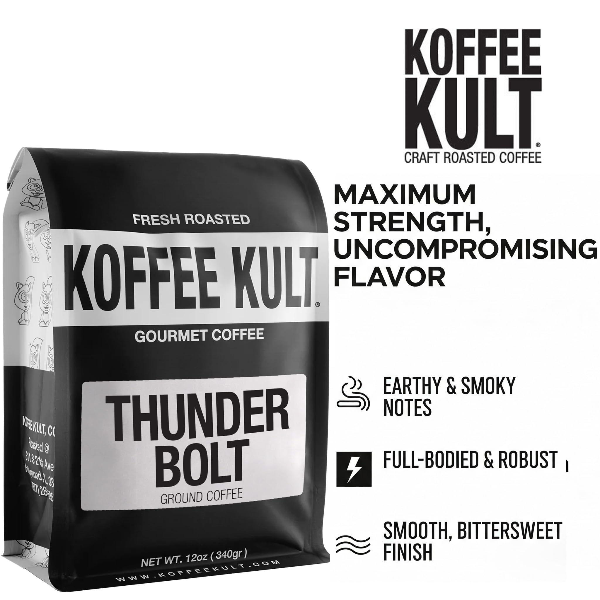 Koffee Kult Koffee Kult Medium Roast Smooth and Flavorful Ground Coffee - Perfect for a Relaxing Cup Anytime (Medium Roast, 32oz)