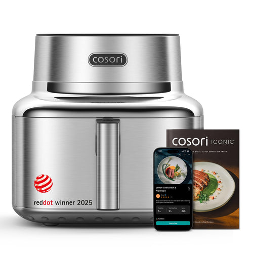 Cosori 9-in-1 TurboBlaze Air Fryer 6 Qt, PFAS-Free Ceramic Coating, 90°–450°F, Precise Heating for Even Results, Air Fry, Roast, Bake, Broil, Dry, Frozen, Proof, Reheat, Keep Warm, 120V, Dark Gray