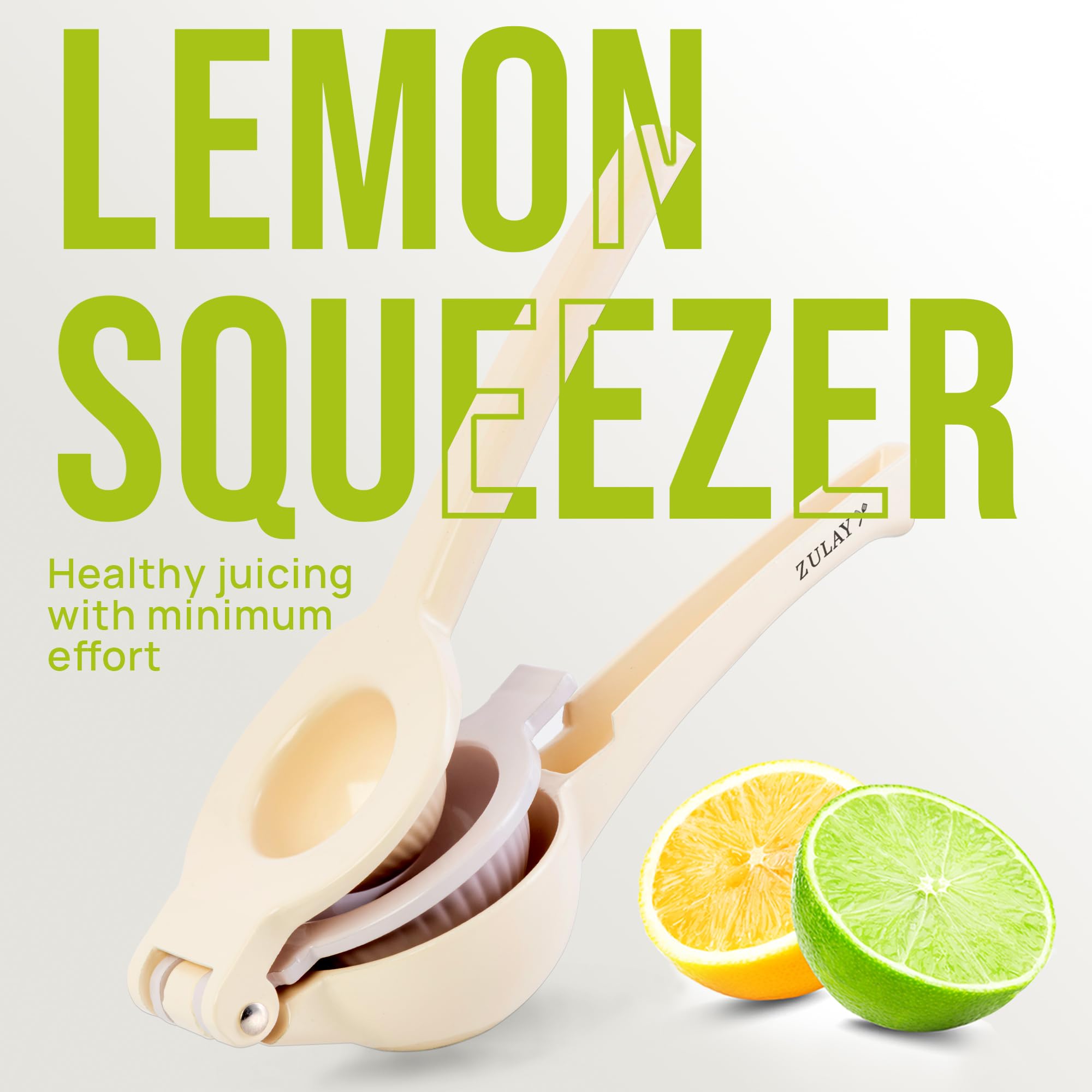 Zulay Kitchen Metal 2-in-1 Lemon Squeezer - Sturdy Max Extraction Hand Juicer Lemon Squeezer Gets Every Last Drop - Easy to Clean Manual Citrus Juicer - Easy-Use Lemon Juicer Squeezer - Yellow/Green