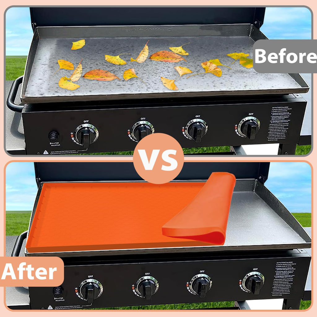 28 Inch Silicone Griddle Cover, Heavy Duty Food Grade Griddle Mat for Blackstone Grill Top, Year-round Protective Cover for Keep Surface Clean, Orange