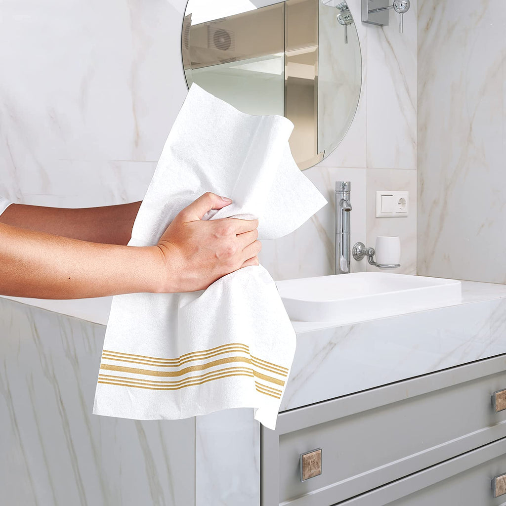 Vplus 150 PACK Guest Towels Disposable Bathroom, Decorative Bathroom Napkins, Soft, and Absorbent Disposable Paper Hand Towel for Dinners, Kitchen, Parties, Weddings, Christmas Party