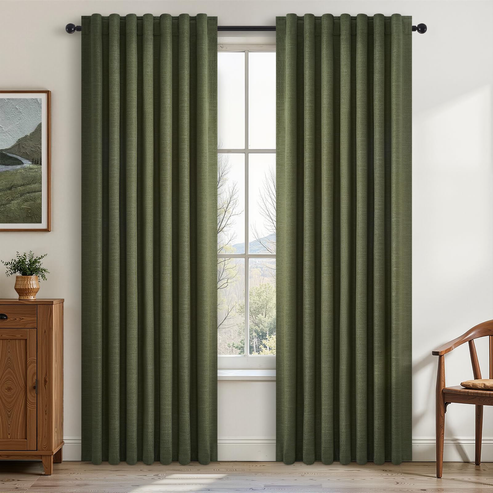 Topfinel Cream Linen Blackout Curtains 84 Inch Long for Bedroom Living Room, Ivory Pinch Pleat Back Tab Full Blackout Drapes Farmhouse Boho Curtains for Window, White Neutral Curtains 52" X 84" 7 FT