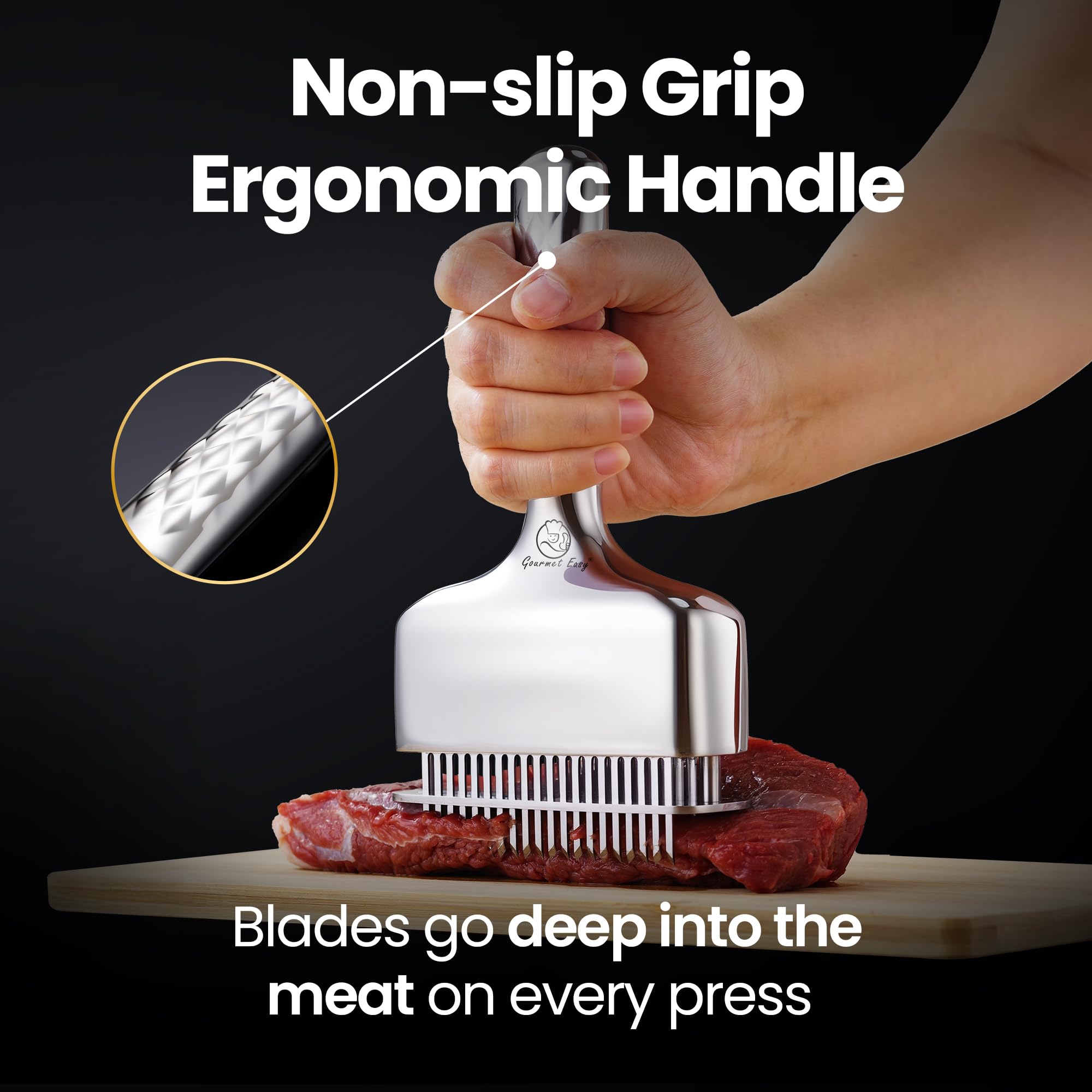 Meat Tenderizer Tool - Hand Held Blade Tenderizer for Meat - Ultra Sharp Needle Blades 100% Stainless Steel - Heavy Duty Kitchen Gadgets - Cooking Gadgets for Tenderizing Chicken, Steak, Veal, BBQ