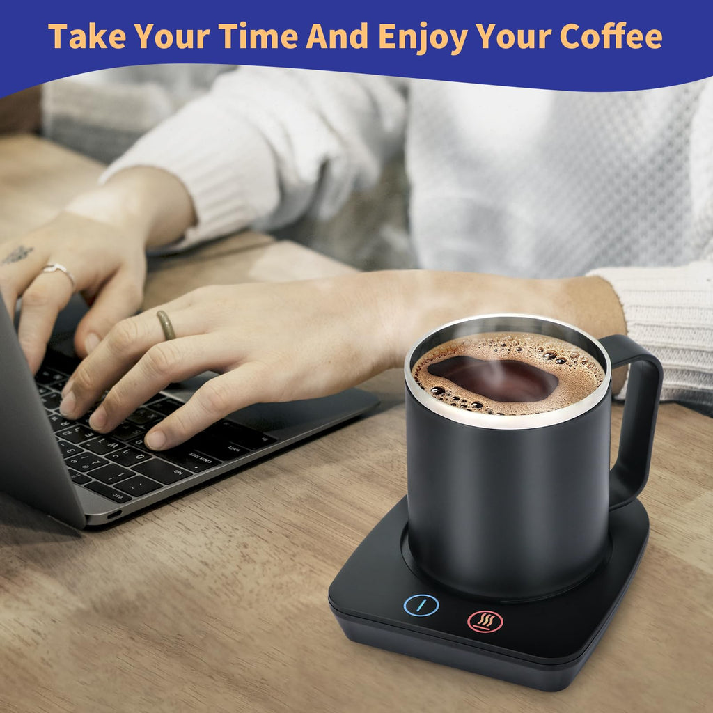 VOBAGA Imitation Wood Grain Coffee Cup Warmer & Mug Warmer for Desk, Electric Coffee Warmer Plate with 3-Temp Settings for Tea, Cocoa, Milk with Auto Shut Off After 4 Hours, Coffee Gifts for Women Men