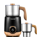 AMZCHEF 8-IN-1 Milk Frother and Steamer 21 oz, 550 Watts Split Stainless Steel Automatic Steamer, Milk's Warmer for Latte, Cappuccino, Hot Chocolate, Hot&Cold Froth, Heated Milk, Baby Food Wood&Black