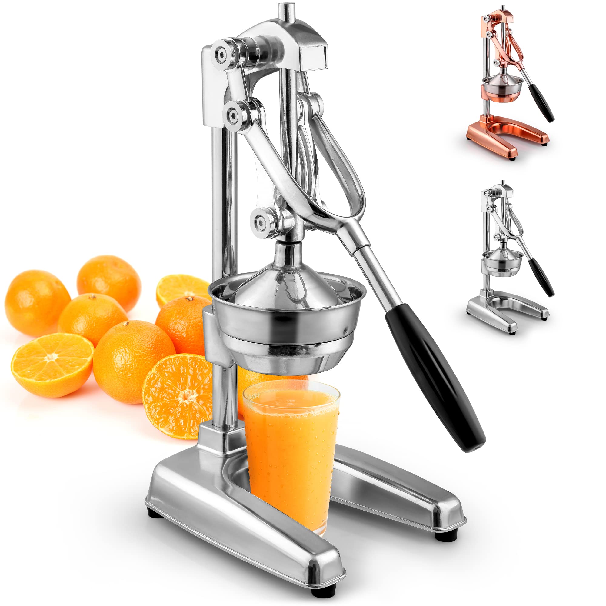 Zulay Kitchen Cast Iron Juicer - Easy-to-Clean Heavy-Duty Manual Juicer, Professional Citrus Juicer - Stainless Steel Lemon Squeezer - Manual Citrus Press & Orange Squeezer - Orange Juicer (Black)