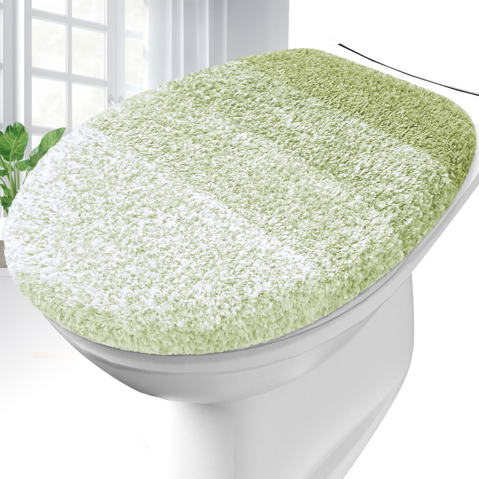 OLANLY Soft Microfiber Bathroom Toilet Lid Cover, Machine Washable Seat Covers, 17.5x15, Stays in Place Rubber Backing, Fits Most Round, Elongated and Oblong Lids, Accessories Decor, Gray