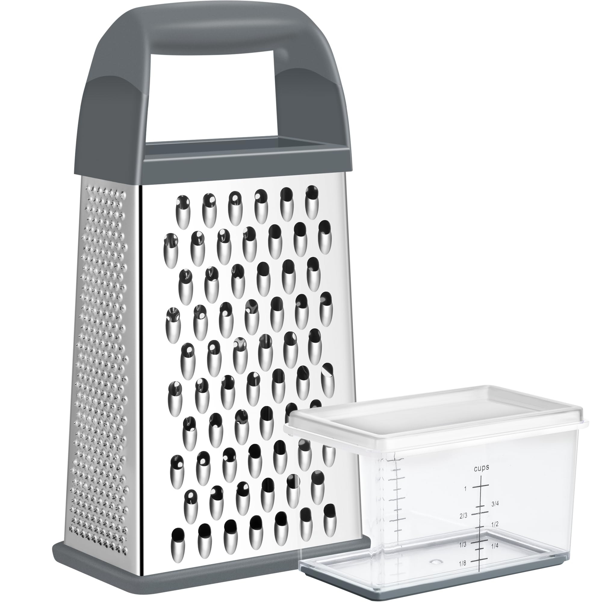 Urbanstrive Cheese Grater With Container Box Grater Stainless Steel Graters for Kitchen Cheese Shredder Parmesan Shredder Kitchen Gadgets Kitchen Tools Kitchen Gifts for Chef Dishwasher Safe Zester
