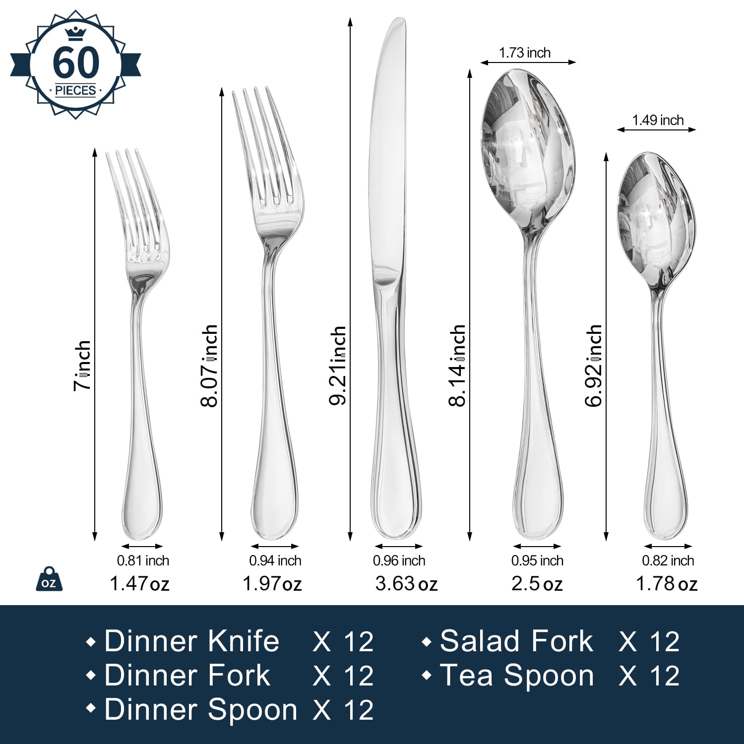 KINGSTONE 20 Piece Teardrop Silverware Set for 4, 18/10 Stainless Steel Flatware Set, Modern Design Cutlery Set for Home/Hotel/Wedding,Mirror Polished and Dishwasher Safe