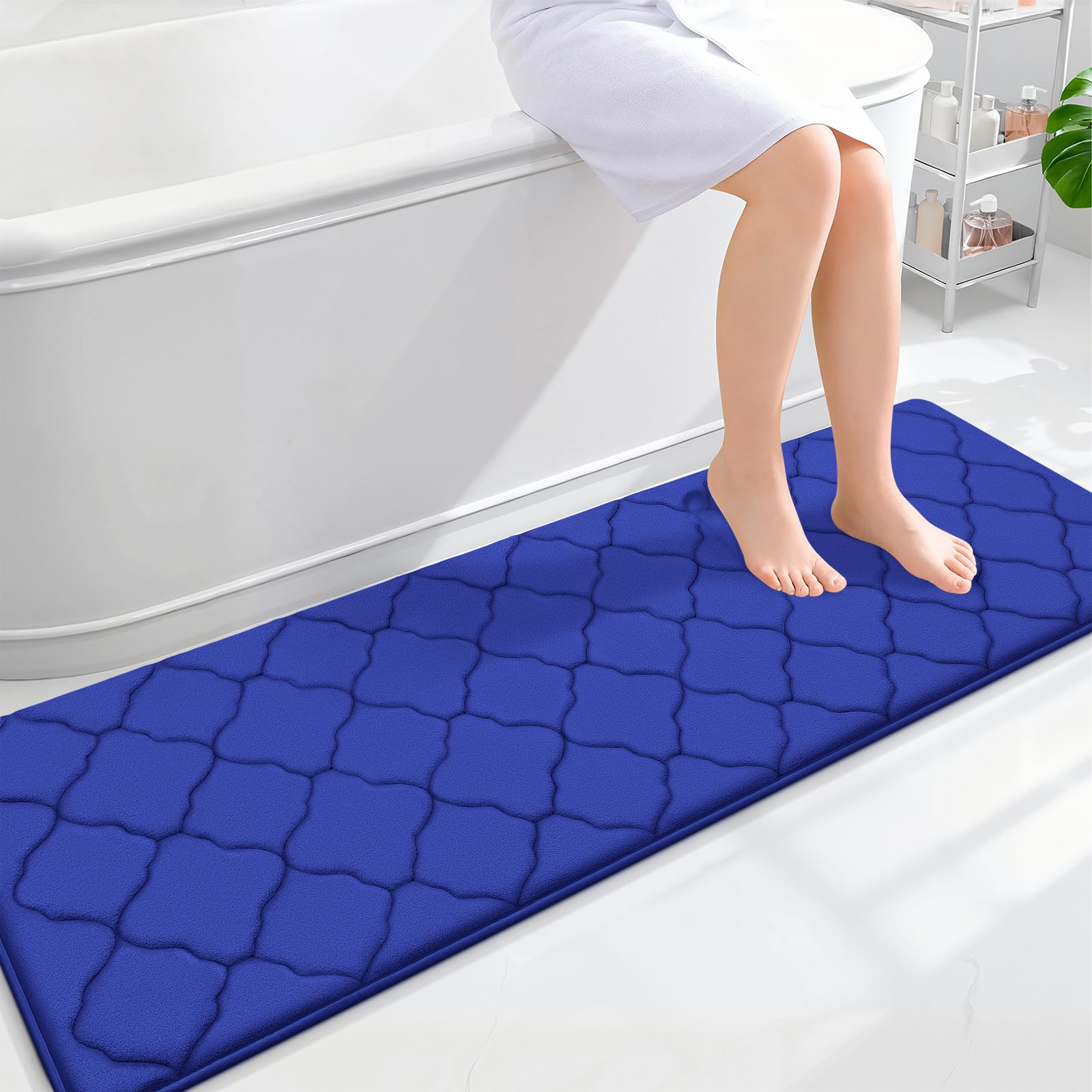 OLANLY Memory Foam Bath Mat Rug 24x16, Ultra Soft and Absorbent Bathroom Rugs, Non-Slip, Comfortable, Machine Washable Bath Carpet for Bathroom Floor, Tub, Shower and Home Decor Accessories, Black