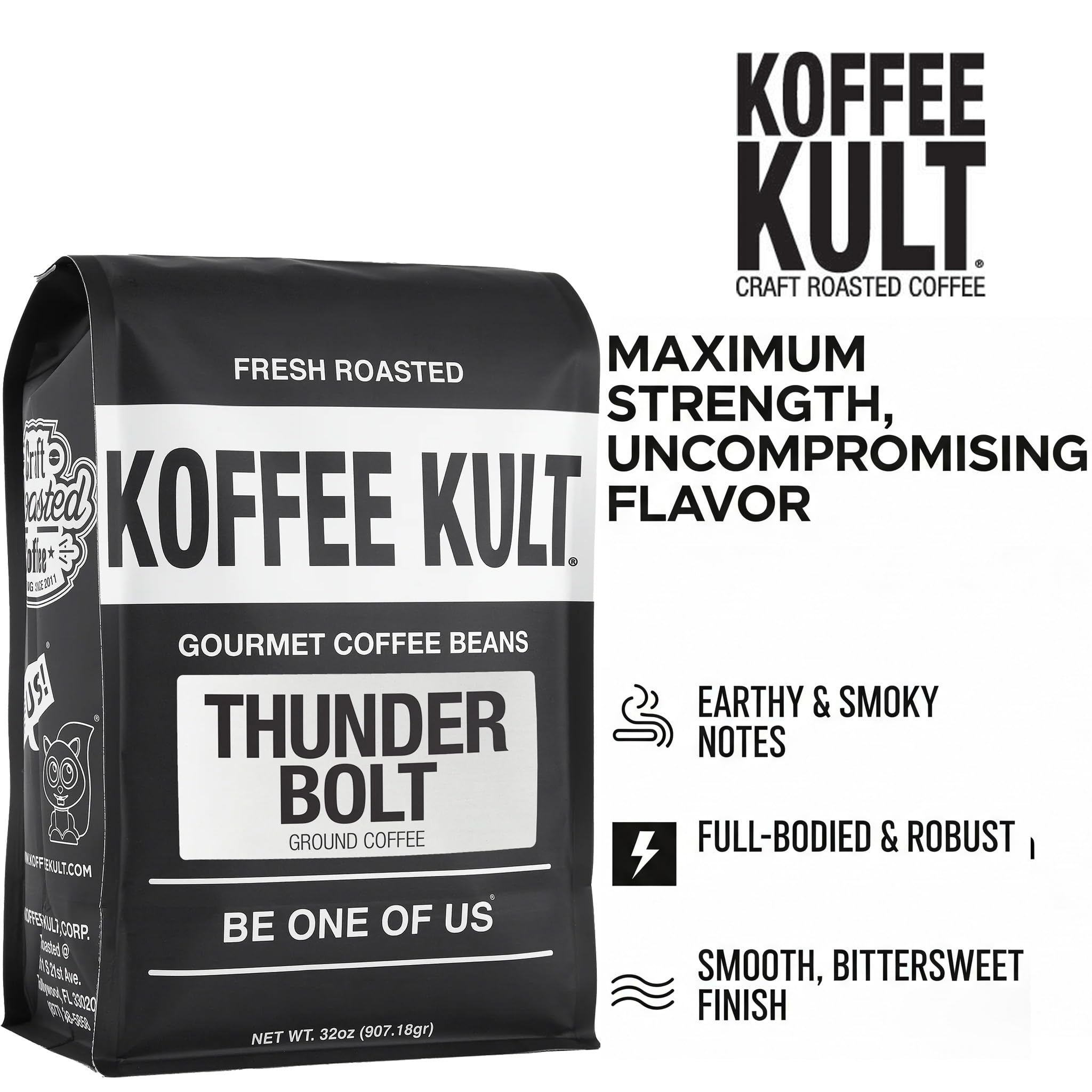 Koffee Kult Koffee Kult Medium Roast Smooth and Flavorful Ground Coffee - Perfect for a Relaxing Cup Anytime (Medium Roast, 32oz)