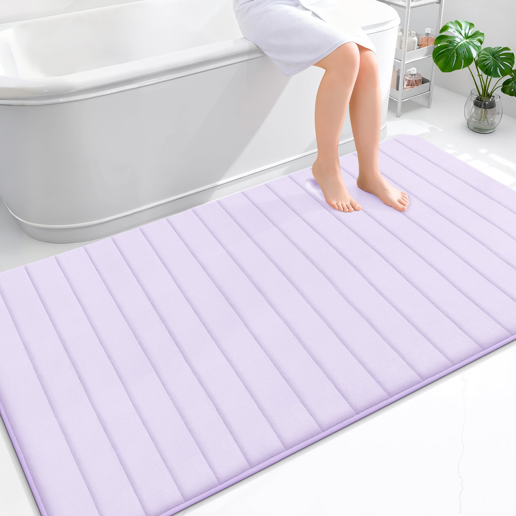 OLANLY Memory Foam Bath Mat 30x20, Super Soft Absorbent Bathroom Rugs, Quick Dry, Machine Washable Shower Floor Rugs, Bathmat Carpet, Bathroom Home Decor Accessories, Grey