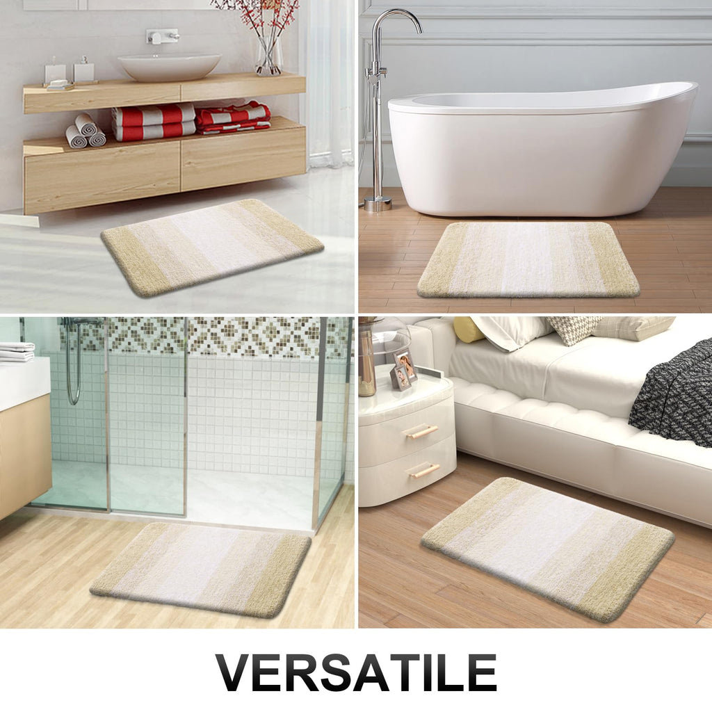 OLANLY Bathroom Rugs Sets 4 piece, Soft Microfiber Absorbent Bath Mat, U-Shaped Contour Toilet Mat and Toilet Lid Cover, Quick Dry, Machine Washable, Toilet Cover and Rug Set for Bathroom, Grey