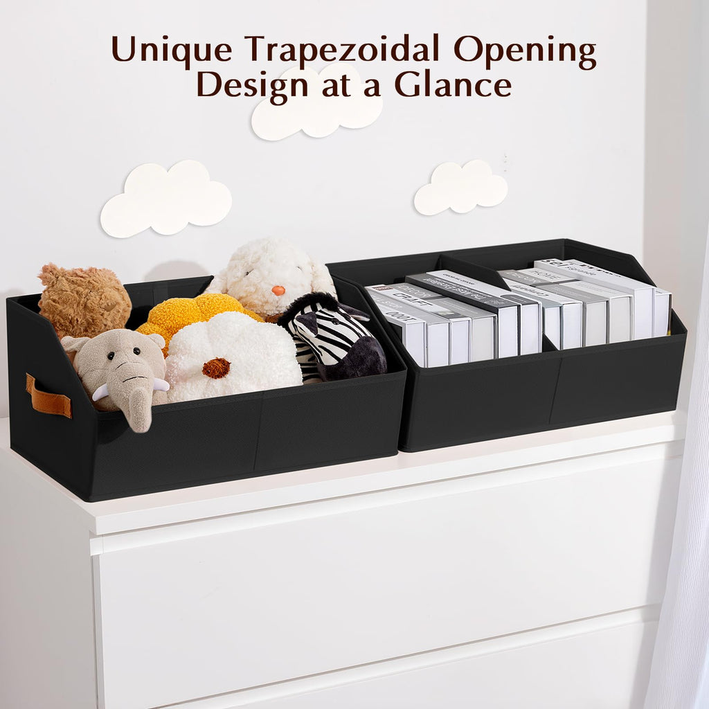 Homsorout Closet Organizers and Storage Bins - 8 Pack Collapsible Divided Trapezoidal Cube Storage Bins Baskets with Orange Handle for Organizing Clothes Blankets, Toys, Books, Towels(Beige)