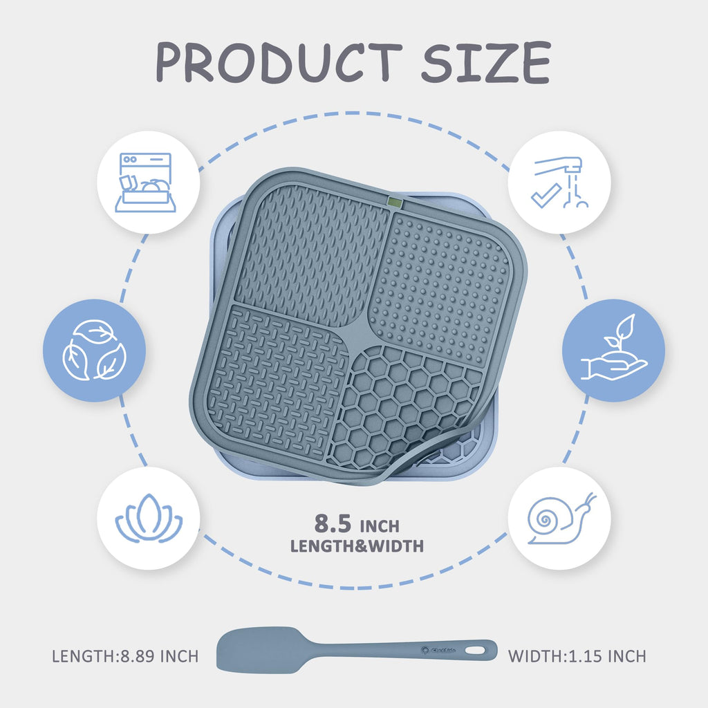 2 Pack Lick Mat for Dogs,Cats,Upgraded 8.5×8.5 inches Licking Mats with Suction Cups,Slow Feeder Licking Pad for Anxiety Relief and Boredom Reducer,Suitable for Dog Training Set 2