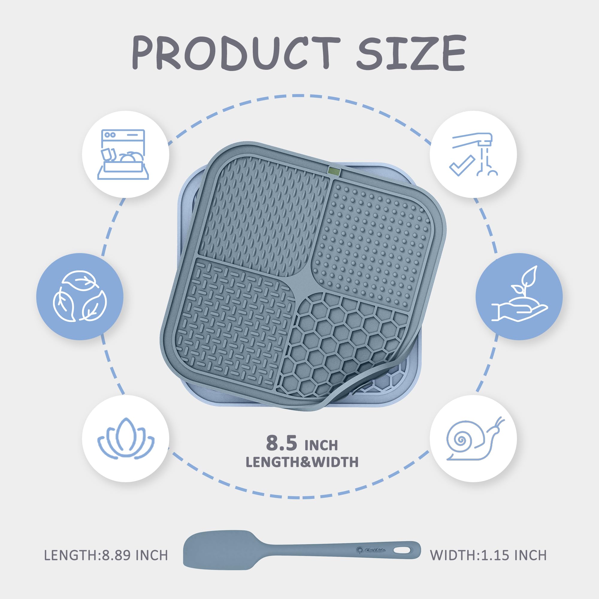 2 Pack Lick Mat for Dogs,Cats,Upgraded 8.5×8.5 inches Licking Mats with Suction Cups,Slow Feeder Licking Pad for Anxiety Relief and Boredom Reducer,Suitable for Dog Training Set 2
