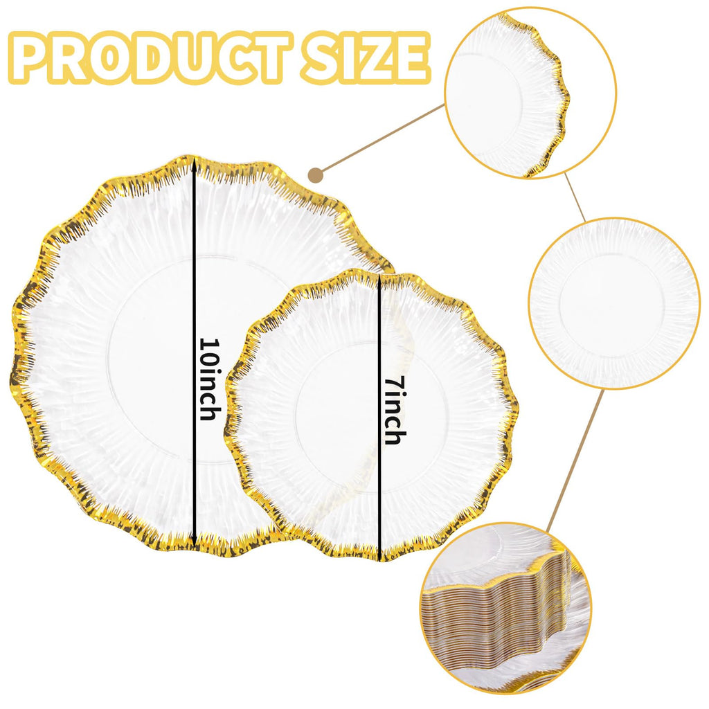 DaYammi 60PCS Blue and White Plastic Plates Blue Rim White Disposable Plates Blue White Party plates Include:30 Plastic Dinner Plate 30 Dessert plate and Wedding & Party Dining