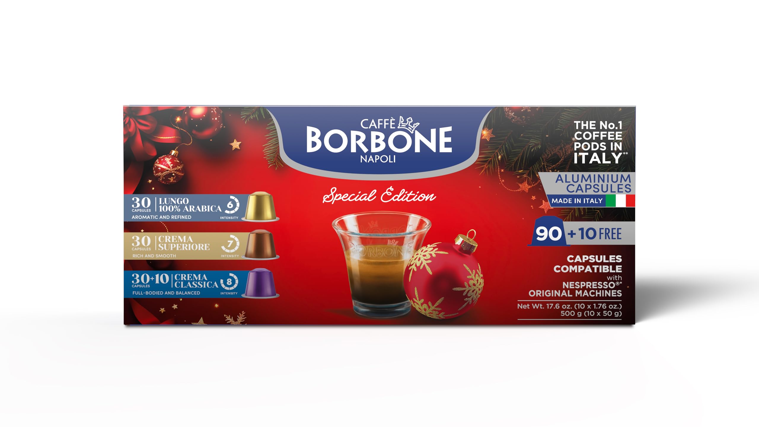 Caffè Borbone Espresso Intenso Aluminum Capsules Compatible with Nespresso Original Machines, Dark Roast, 100 Count