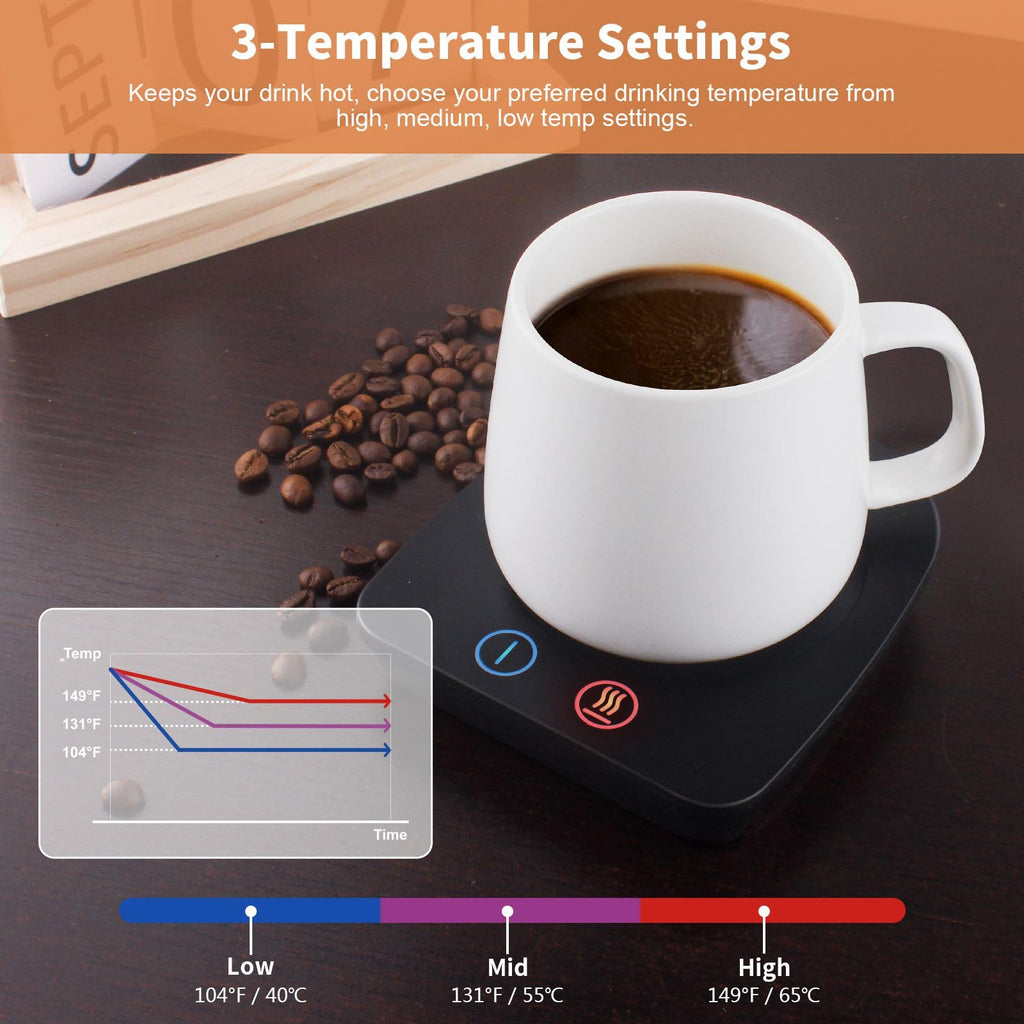 VOBAGA Imitation Wood Grain Coffee Cup Warmer & Mug Warmer for Desk, Electric Coffee Warmer Plate with 3-Temp Settings for Tea, Cocoa, Milk with Auto Shut Off After 4 Hours, Coffee Gifts for Women Men