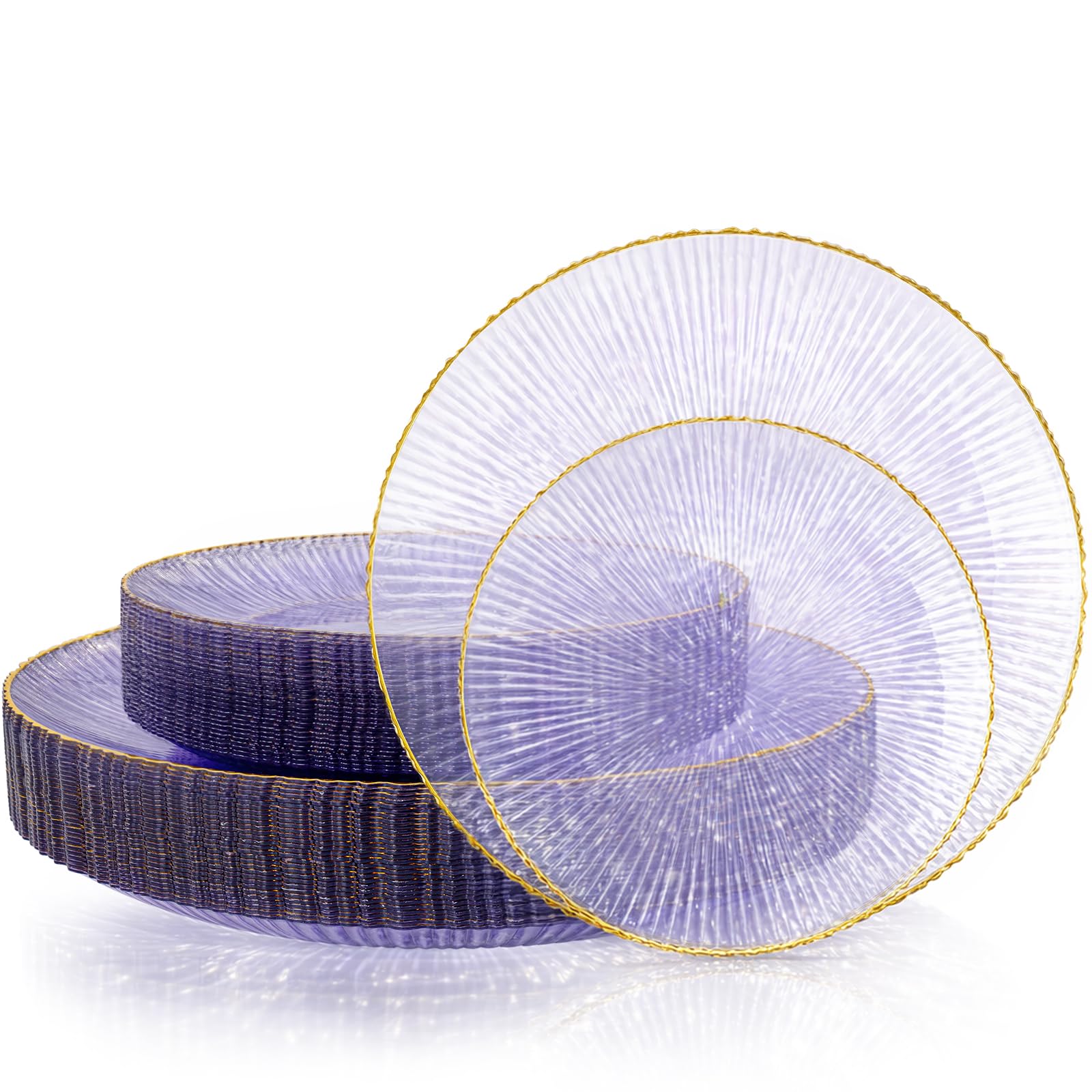 DaYammi 60Pcs Sage Green Plastic Plates with Gold Rim,Disposable Plates Set Includes 30 Dinner Plate & 30 Salad Plate,Fancy Green Party Plates with Radial Texture for Party Wedding Dinner