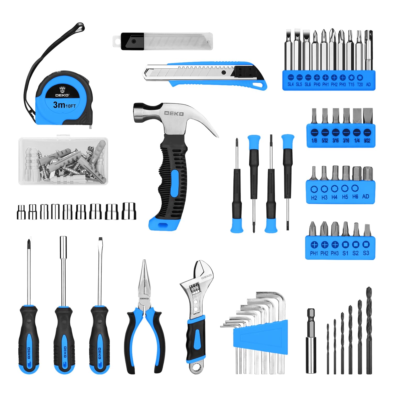 DEKOPRO Tool Set：Tool Kit with 8V Cordless Drill,Tool Box with Drill,Hand Drill Set for Men & Women,Home Tool Kits for House Repair,Handyman,DIY 126 Piece