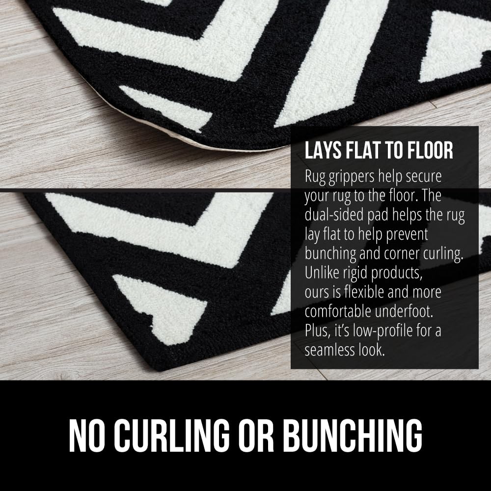 GORILLA GRIP Rug Gripper Pads Keep Area Rugs Corners from Curling, Reusable Double-Sided Stickers Holds Down Carpet in Place, Grips on Tile and Hardwood Floors Helps Prevent Sliding, Home Décor, 8 Pcs