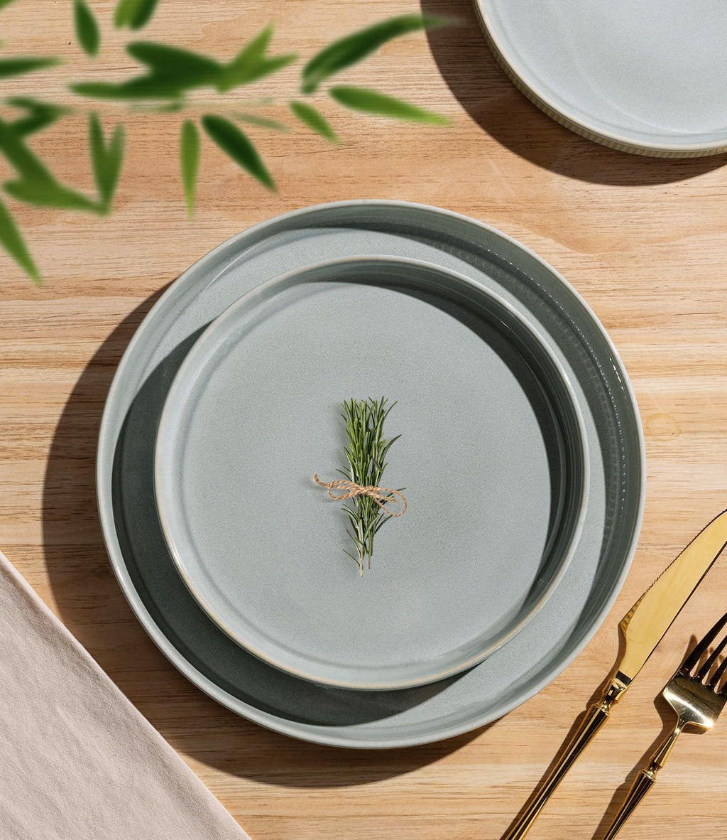 TheTerra Ceramic Dinnerware Sets for 4, 12 Pieces Porcelain Lightweight Speckled Plates and Bowls Sets, Scratch Resistant Dish Set, Oven & Microwave & Dishwasher Safe