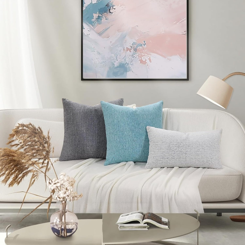 Grey Chenille Throw Pillow Covers