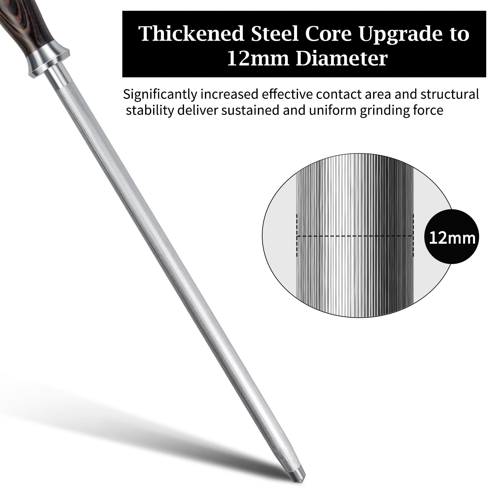 HOSHANHO Honing Rod,10 Inch Professional Kitchen Knife Sharpener Rod, Japanese High Carbon Knife Sharpening Steel with Ergonomic Pakkawood Handle, Ideal for All Chef Knives