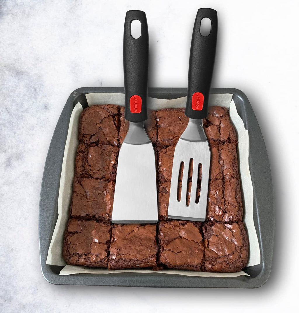Professional Mini-Brownes Spatula, Stainless Steel Cutter and Serve Turner for Serving, Flipping or Cooking, Ideal for Serving, Tiramisu, Cakes, Lasagna or Cookie, Solid