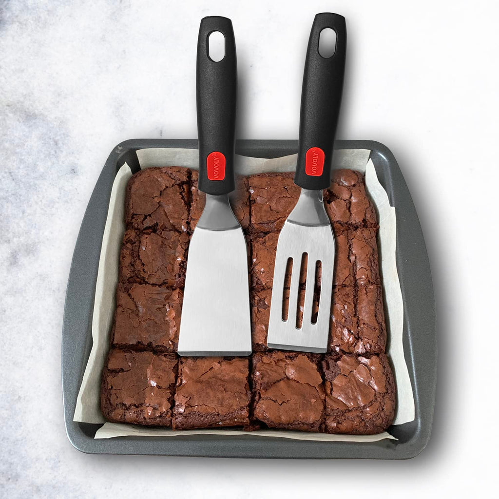 Professional Mini-Serving Spatula Set, Stainless Steel Cutter and Serve Turner for Serving, Flipping or Cooking, Ideal for Brownies, Tiramisu, Cakes, Lasagna or Cookie etc.