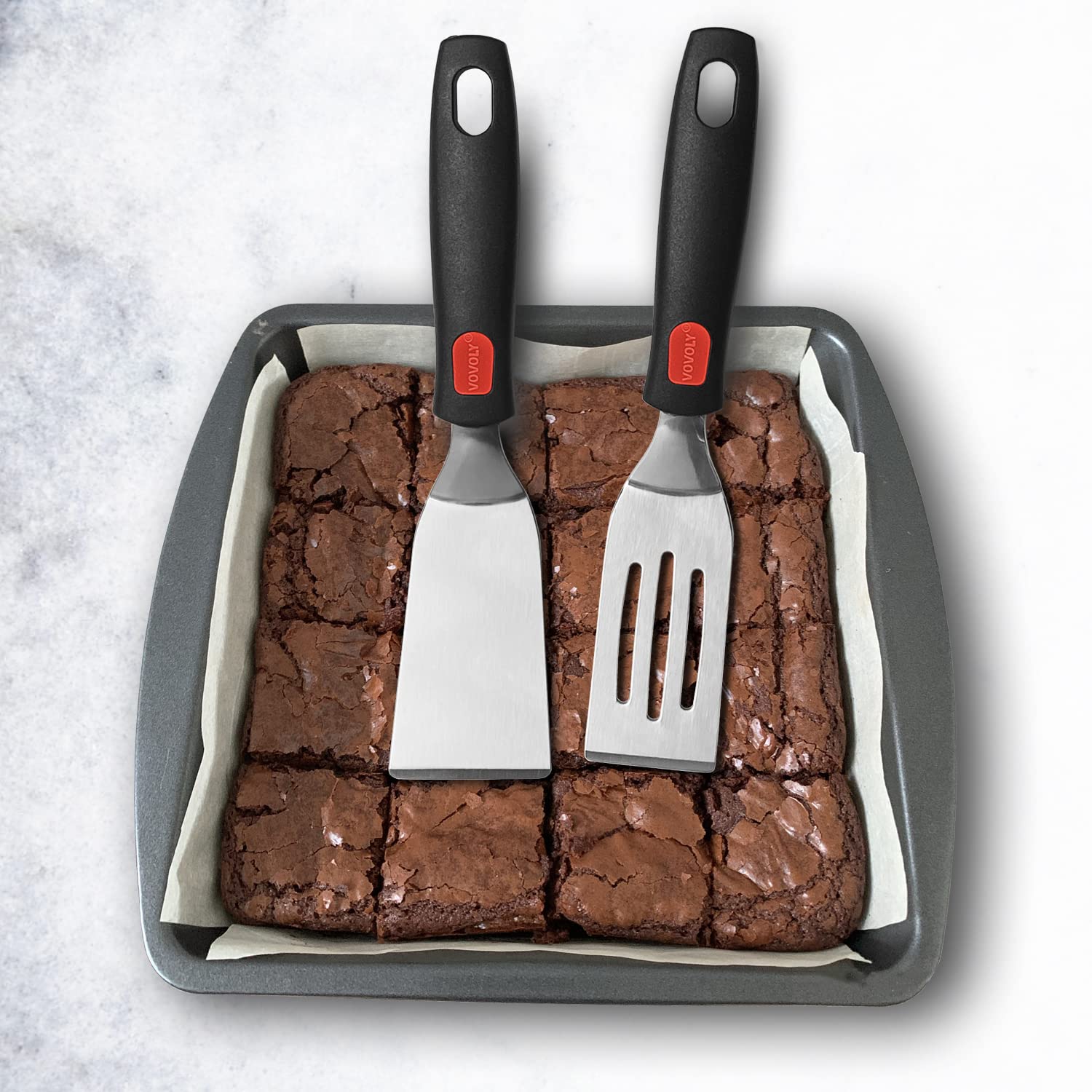 Professional Mini-Serving Spatula Set, Stainless Steel Cutter and Serve Turner for Serving, Flipping or Cooking, Ideal for Brownies, Tiramisu, Cakes, Lasagna or Cookie etc.