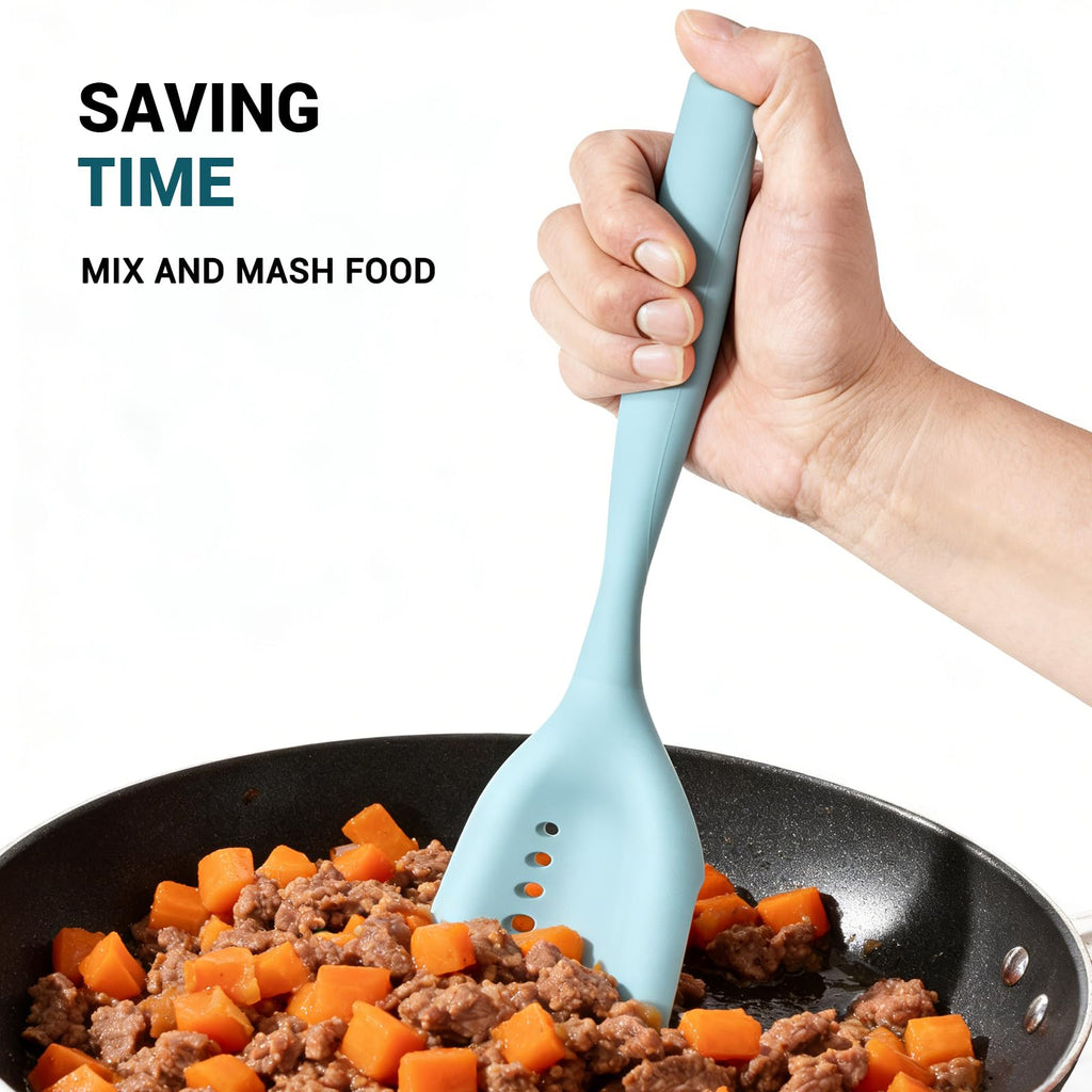Mincing Spatula Meat Chopper, Hamburger Grinder, Premium Heat Resistant Smasher for Ground Beef, Potato Mix Tool, Meat & Poultry Tenderizers-Black