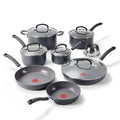 T-Fal Ultimate Hard Anodized Nonstick Pots and Pans Set 17 Piece, Nonstick Cookware Set with Fry Pan, Saucepans, Saute-Pan, Griddle, Dishwasher Safe, Onyx