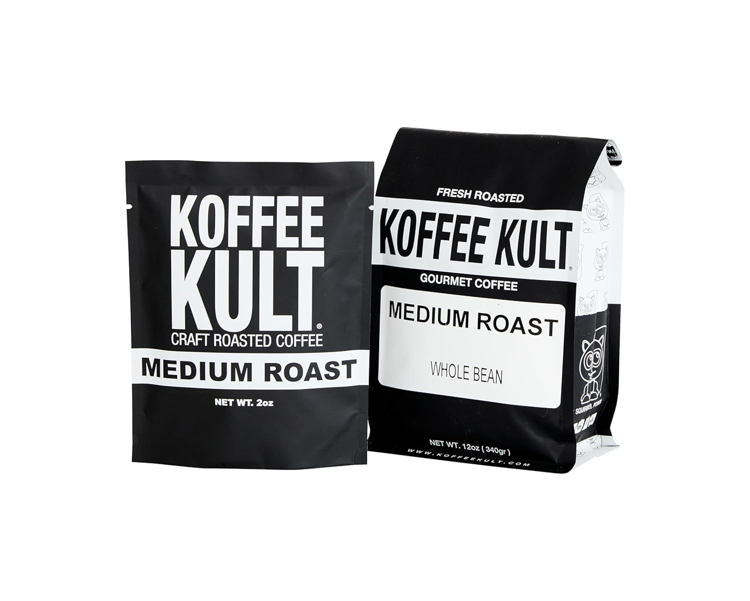 Koffee Kult Medium Roast Whole Bean Coffee - Premium Arabica Coffee Beans for Caffeine Enjoyers Seeking Bold, Rich Flavor and Aroma in Every Cup - Perfect for Brewing Enthusiasts (Whole Bean, 2oz)